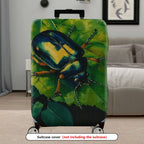 1-Piece Beetle Green Nature Leaf Insect Artistic  Suitcase Luggage Cover, Stretch Protective Sleeve