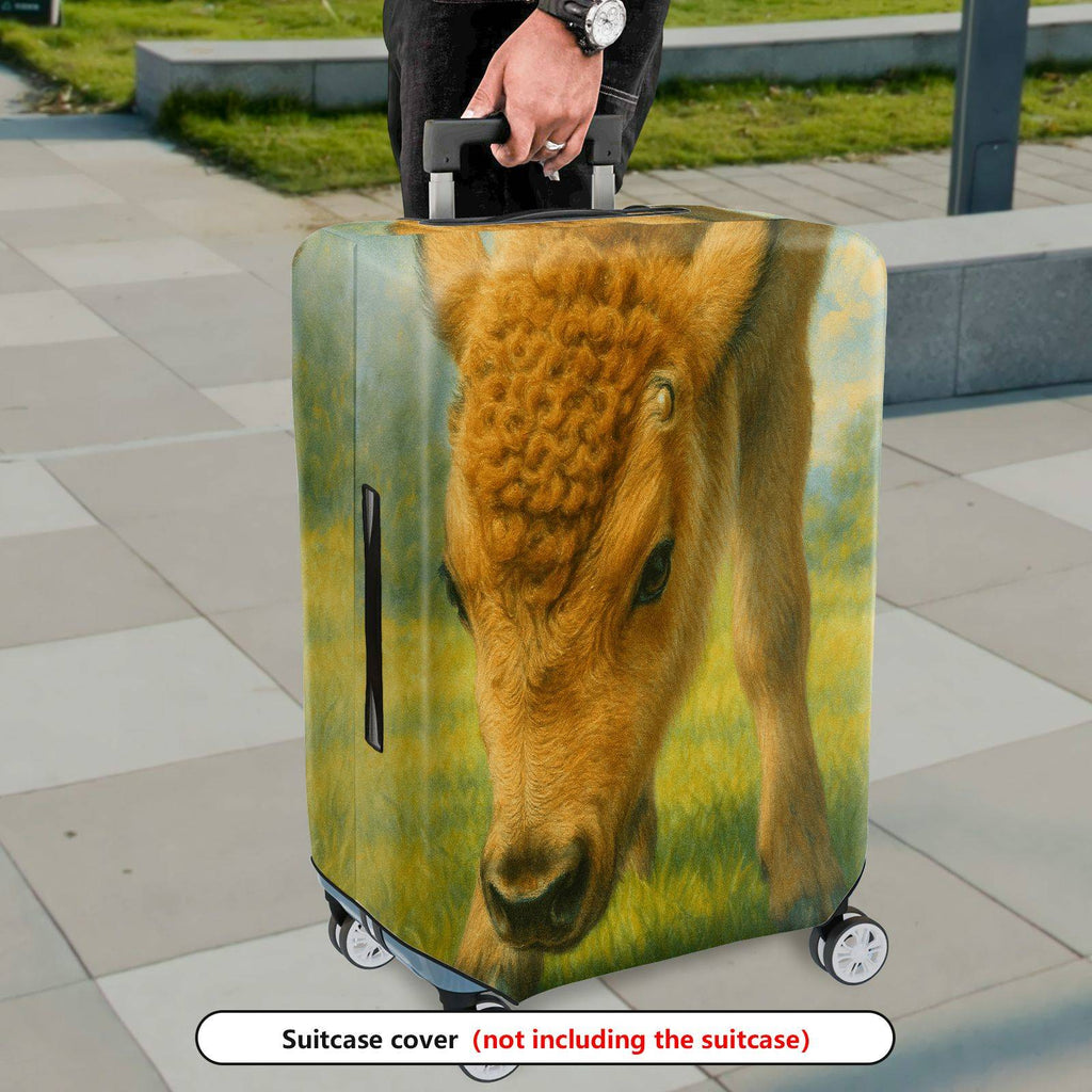 1-Piece Cute Animal Pastoral Nature Buffalo Travel  Suitcase Luggage Cover, Stretch Protective Sleeve
