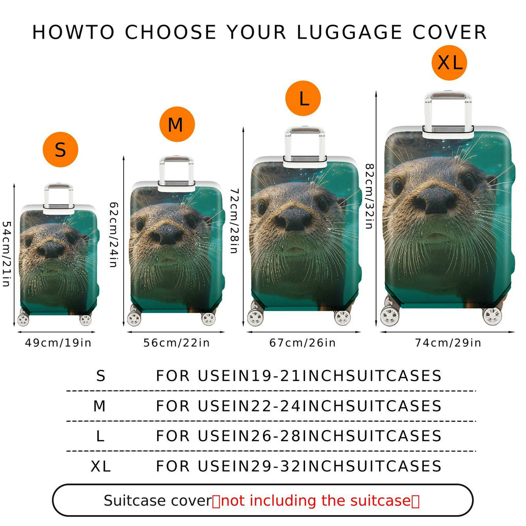 1-Piece Cute Otter Underwater Nature Animal Fun  Suitcase Luggage Cover, Stretch Protective Sleeve