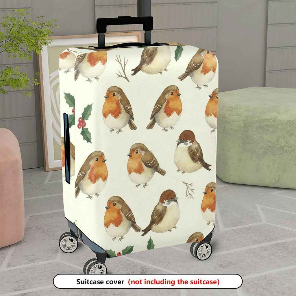 1-Piece Bird Nature Christmas Holiday Decorative  Suitcase Luggage Cover, Stretch Protective Sleeve
