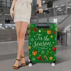 1-Piece Holiday Christmas Gift Ornament Holly Star  Suitcase Luggage Cover, Stretch Protective Sleeve