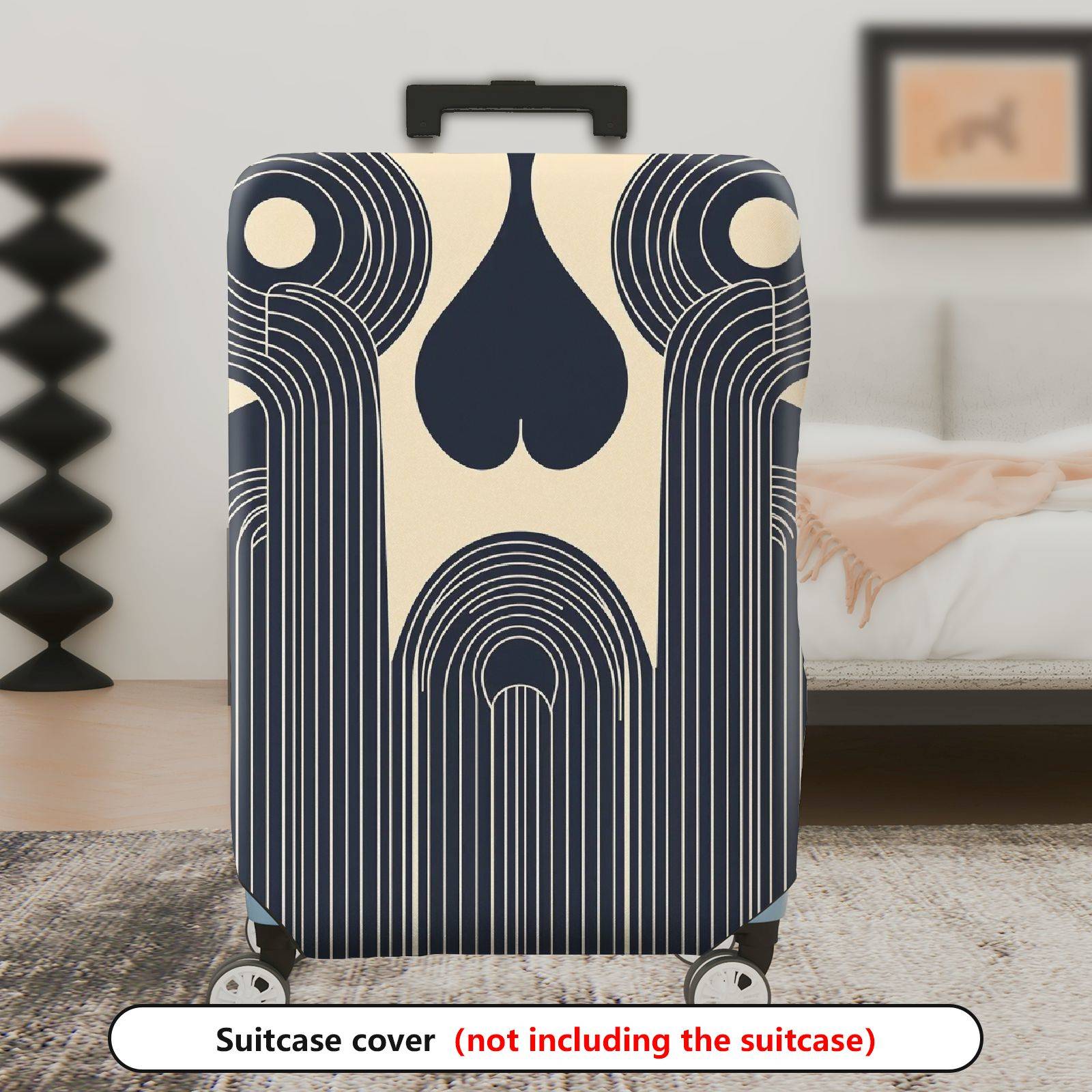 1-Piece Geometric Abstract Art Deco Streamlined Retro Vintage  Suitcase Luggage Cover, Stretch Protective Sleeve