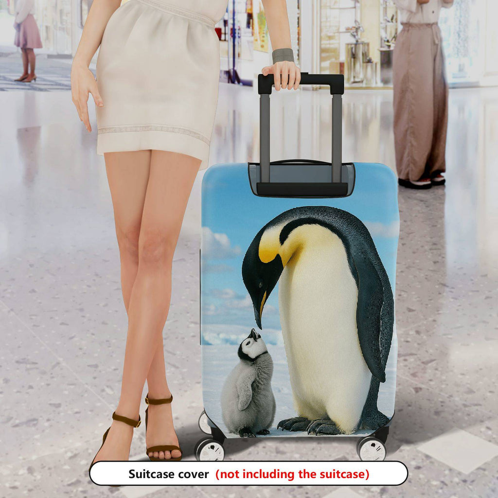 1-Piece Cute Penguin Family Ice Snow Nature Animal  Suitcase Luggage Cover, Stretch Protective Sleeve