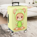 1-Piece Cute  Bear Green Hood Decorative  Suitcase Luggage Cover, Stretch Protective Sleeve