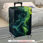 1-Piece Abstract Swirl Splash Green Black Artistic  Suitcase Luggage Cover, Stretch Protective Sleeve