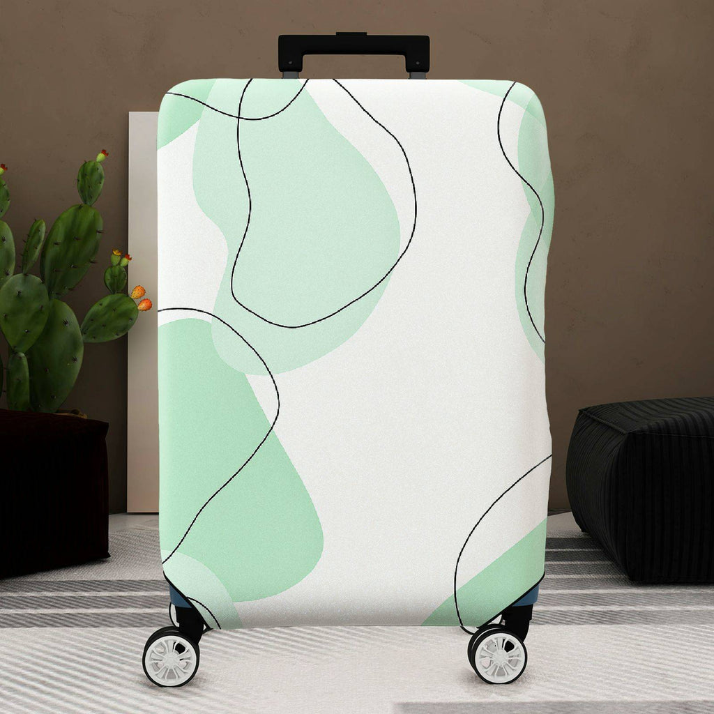 1-Piece Abstract Modern Minimalist Green Line Art  Suitcase Luggage Cover, Stretch Protective Sleeve