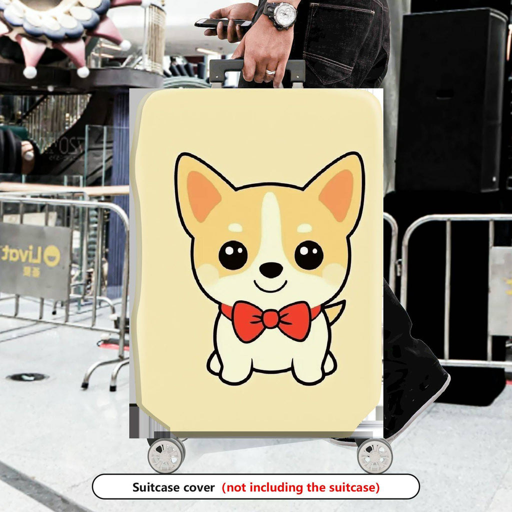 1-Piece Cute Corgi  Dog Red Bowtie Animal  Suitcase Luggage Cover, Stretch Protective Sleeve