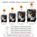 1-Piece Cat Graphic Artistic Stylish Unique Chic  Suitcase Luggage Cover, Stretch Protective Sleeve