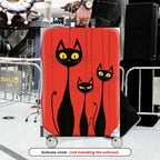 1-Piece Black Cat Red Abstract Artistic Stylish Cute  Suitcase Luggage Cover, Stretch Protective Sleeve