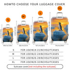 1-Piece Penguin Arctic Sunset Ice Ocean Landscape  Suitcase Luggage Cover, Stretch Protective Sleeve