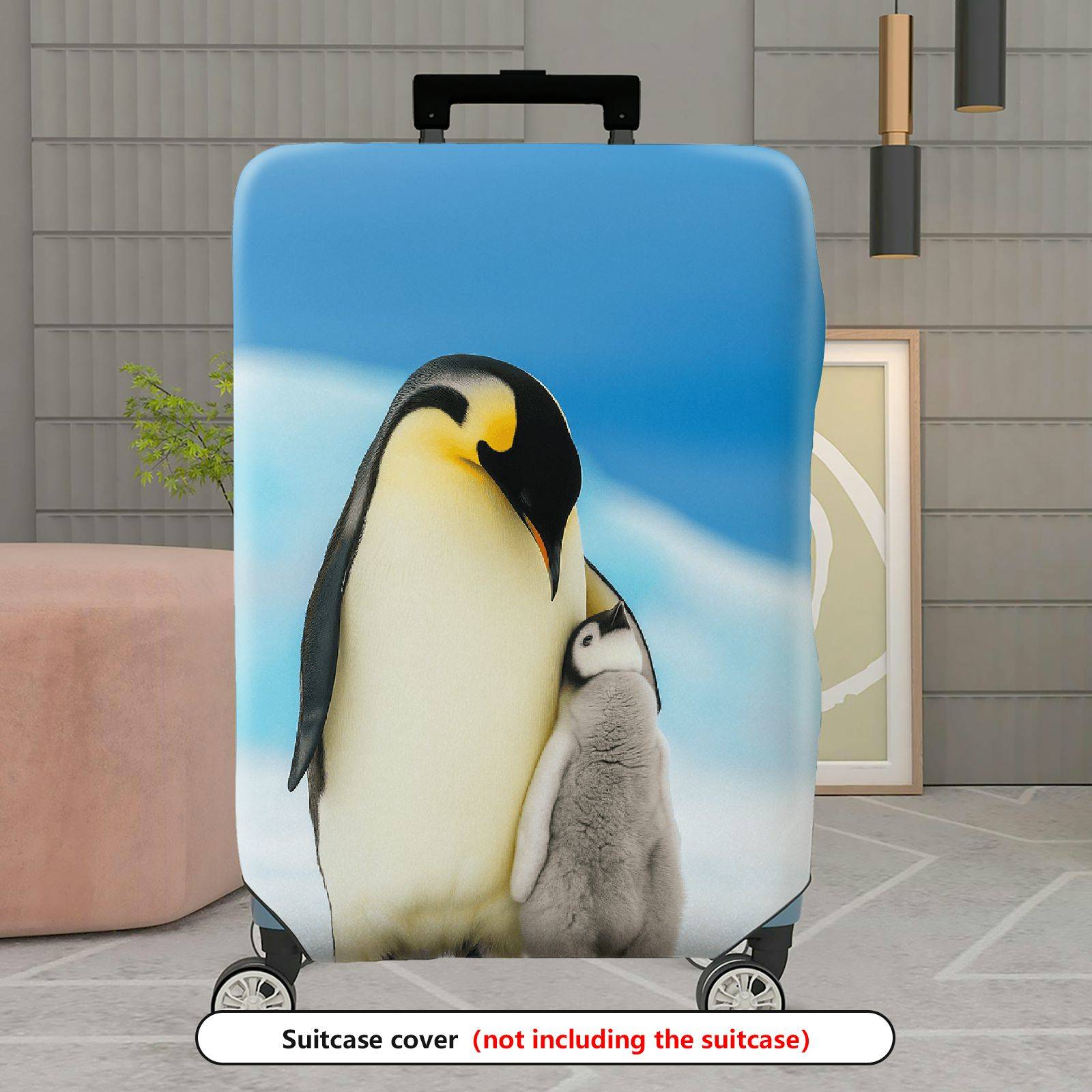 1-Piece Penguin Family Arctic Nature Wildlife Cute Travel  Suitcase Luggage Cover, Stretch Protective Sleeve