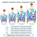 1-Piece Butterfly Floral Elephant Monogram Vibrant Letter  Suitcase Luggage Cover, Stretch Protective Sleeve