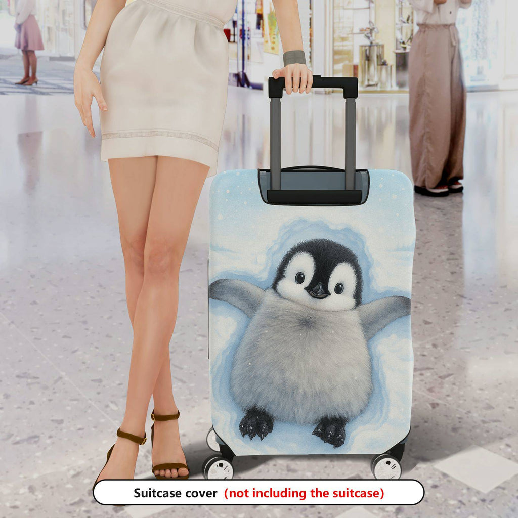 1-Piece Cute Winter Snow Penguin Snowflake Animal  Suitcase Luggage Cover, Stretch Protective Sleeve