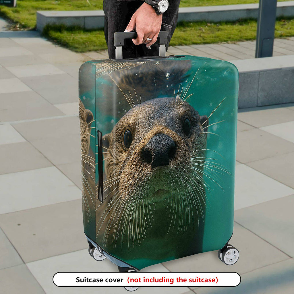 1-Piece Cute Otter Underwater Nature Animal Fun  Suitcase Luggage Cover, Stretch Protective Sleeve