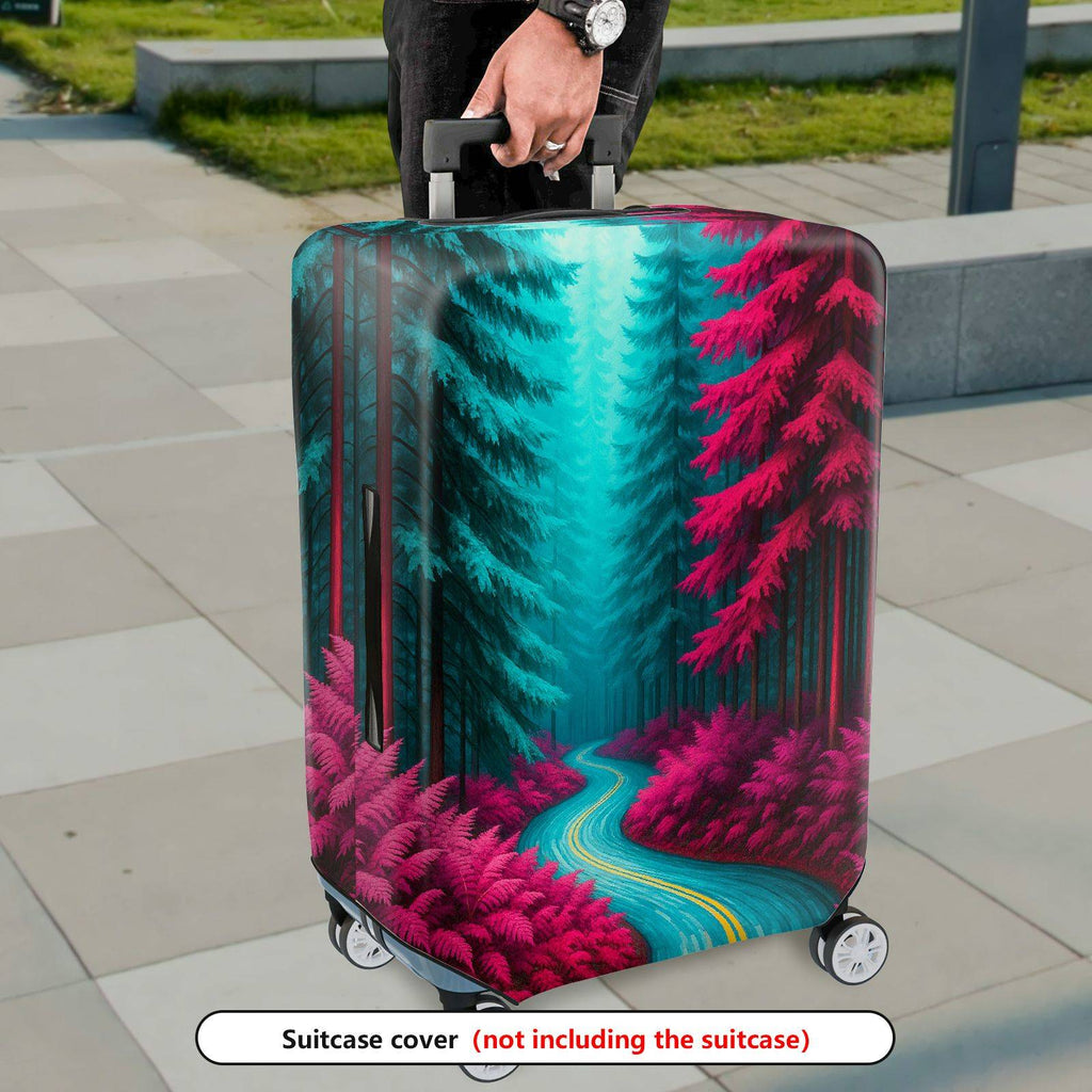 1-Piece Forest Path Vibrant Colors Nature Scenic Landscape  Suitcase Luggage Cover, Stretch Protective Sleeve