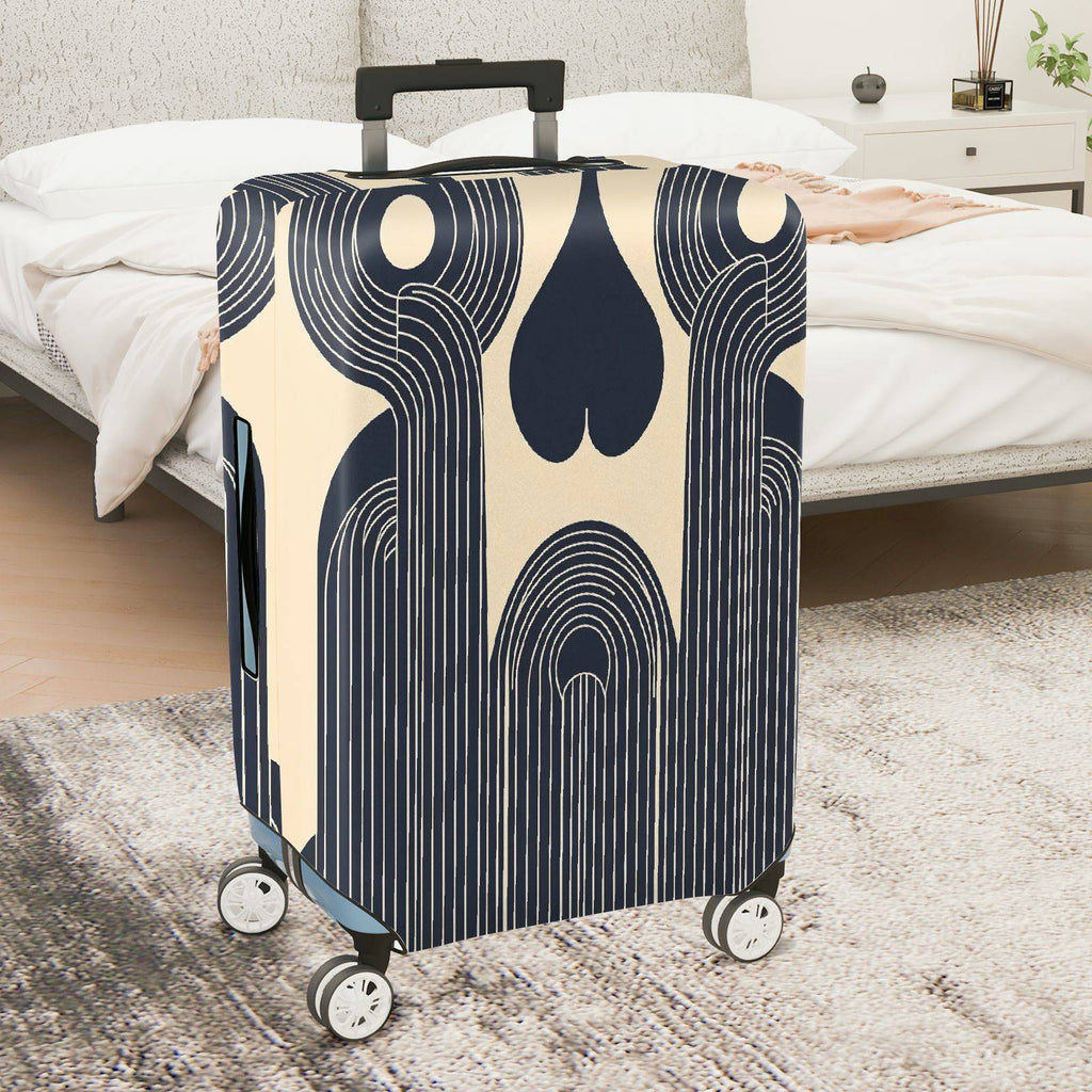 1-Piece Geometric Abstract Art Deco Streamlined Retro Vintage  Suitcase Luggage Cover, Stretch Protective Sleeve
