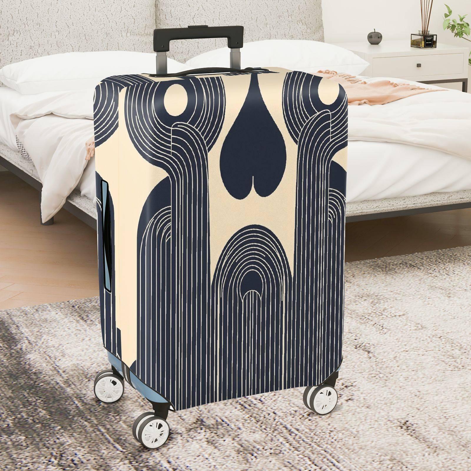 1-Piece Geometric Abstract Art Deco Streamlined Retro Vintage  Suitcase Luggage Cover, Stretch Protective Sleeve
