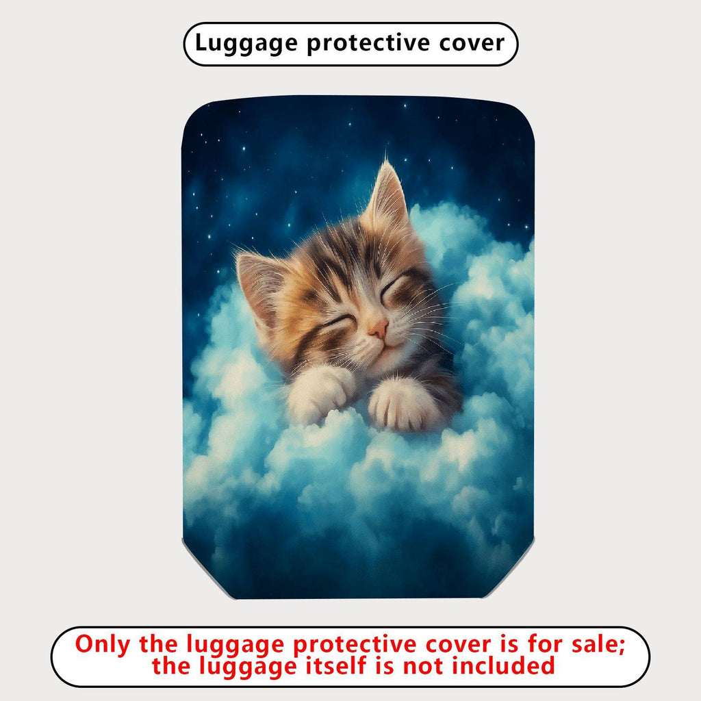 1-Piece Cute Sleepy Kitten Cloud Starry Dream  Suitcase Luggage Cover, Stretch Protective Sleeve