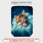 1-Piece Cute Sleepy Kitten Cloud Starry Dream  Suitcase Luggage Cover, Stretch Protective Sleeve