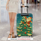 1-Piece Christmas Santa Claus Tree Decoration Star Holiday  Suitcase Luggage Cover, Stretch Protective Sleeve