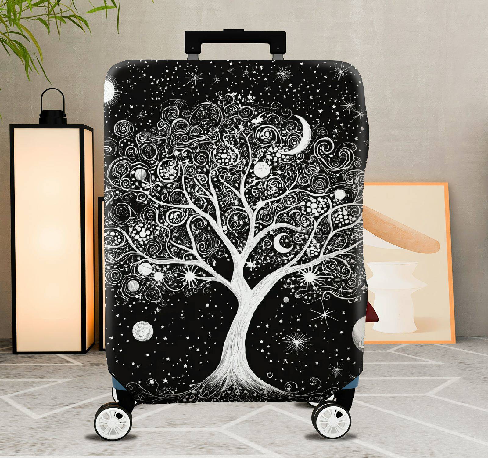 1-Piece Mystical Cosmic Tree Lunar Stars Planet  Suitcase Luggage Cover, Stretch Protective Sleeve