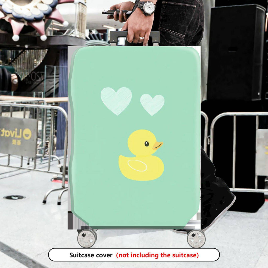 1-Piece Cute Duck Heart Mint Green Decorative Fun Unique Playful  Suitcase Luggage Cover, Stretch Protective Sleeve