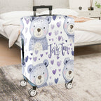 1-Piece Cute Bear Purple Heart  Travel  Suitcase Luggage Cover, Stretch Protective Sleeve
