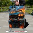 1-Piece Vintage Car Tropical Palm Sunset Fireworks Artistic  Suitcase Luggage Cover, Stretch Protective Sleeve