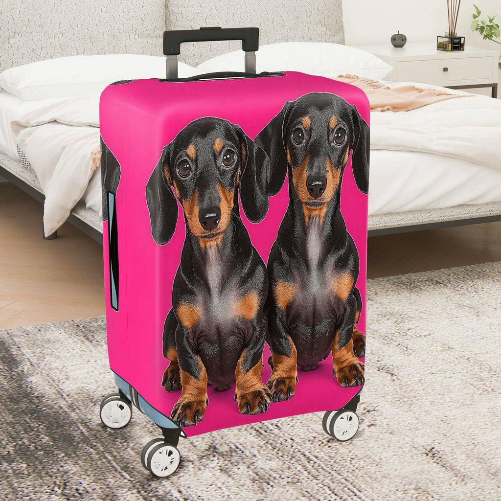 1-Piece Pink Black Brown Dog Pet Animal Cute  Suitcase Luggage Cover, Stretch Protective Sleeve