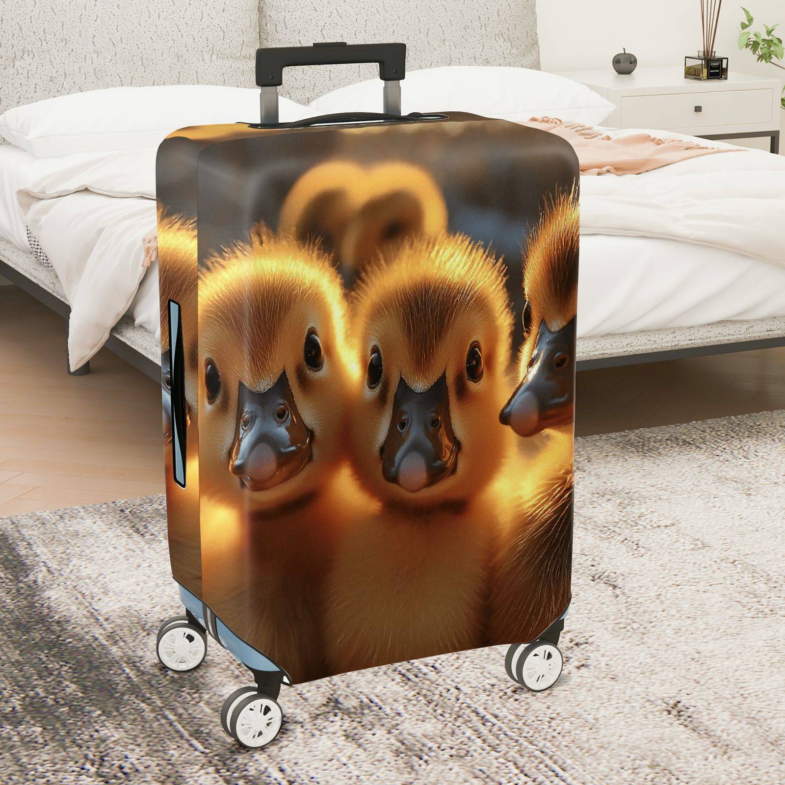 1-Piece Adorable Duckling Animal Cute Warm Yellow  Suitcase Luggage Cover, Stretch Protective Sleeve