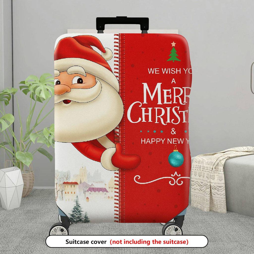 1-Piece Christmas Santa Red Holiday Decorative  Suitcase Luggage Cover, Stretch Protective Sleeve