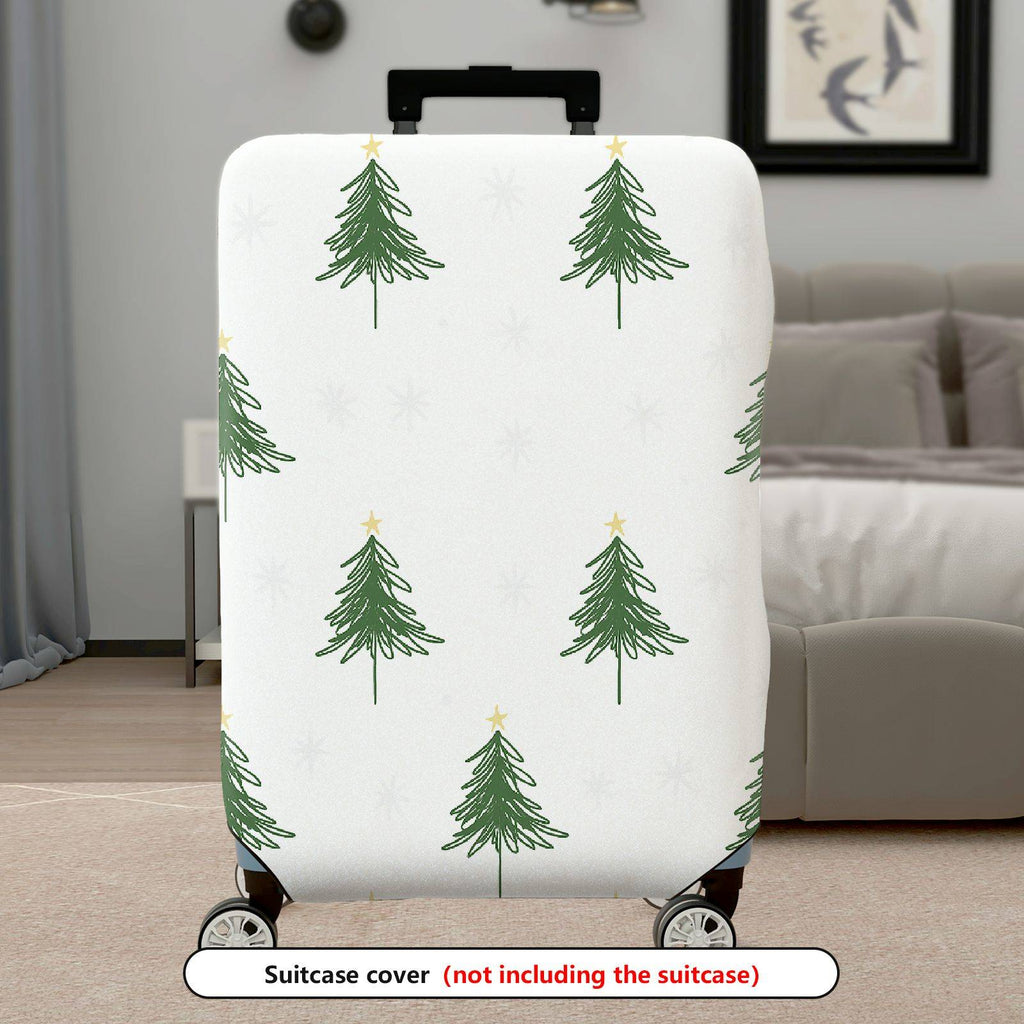 1-Piece Christmas Tree Holiday Seasonal Snow Star Winter  Suitcase Luggage Cover, Stretch Protective Sleeve