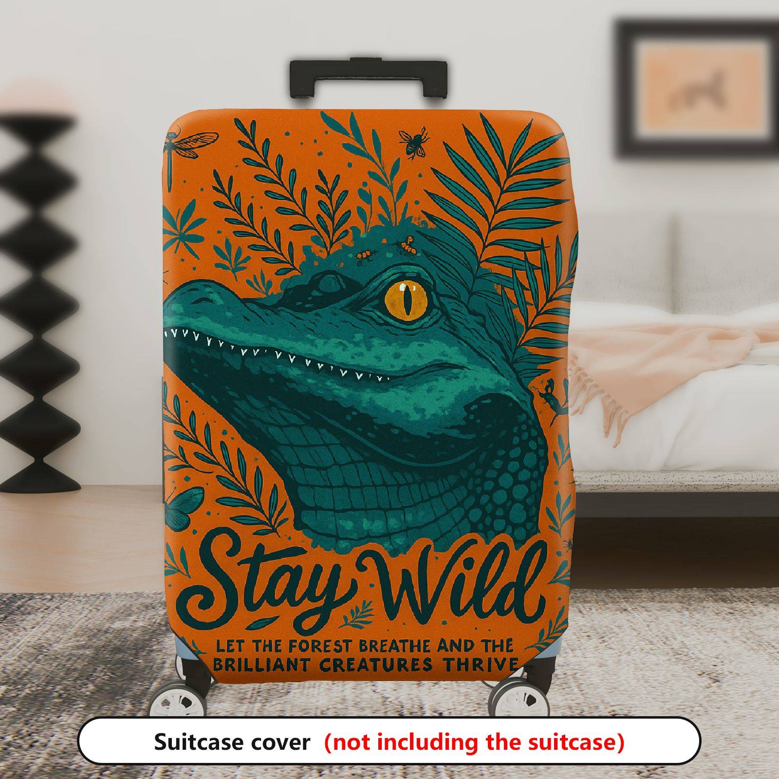 1-Piece Alligator Jungle Wild Nature Adventure Stay Wild  Suitcase Luggage Cover, Stretch Protective Sleeve