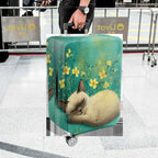 1-Piece Cute Floral Sleeping Cat Nature Artful  Suitcase Luggage Cover, Stretch Protective Sleeve