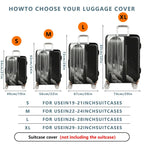 1-Piece Black White Abstract Geometric Futuristic Minimalistic  Suitcase Luggage Cover, Stretch Protective Sleeve