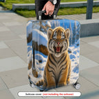 1-Piece Cute Tiger Snow Forest Winter Fun  Suitcase Luggage Cover, Stretch Protective Sleeve
