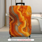 1-Piece Abstract Geometric Orange Blue Wave Dynamic Artistic  Suitcase Luggage Cover, Stretch Protective Sleeve