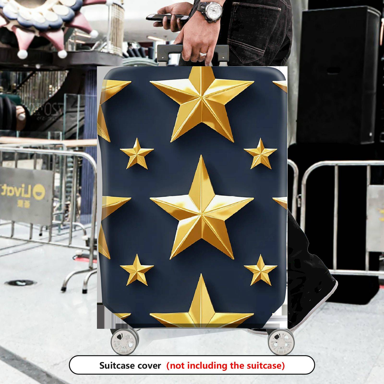 1-Piece Gold Star Pattern Travel Business Holiday Luggage  Suitcase Luggage Cover, Stretch Protective Sleeve