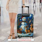 1-Piece Snowman Reindeer Winter Holiday Night Christmas  Suitcase Luggage Cover, Stretch Protective Sleeve