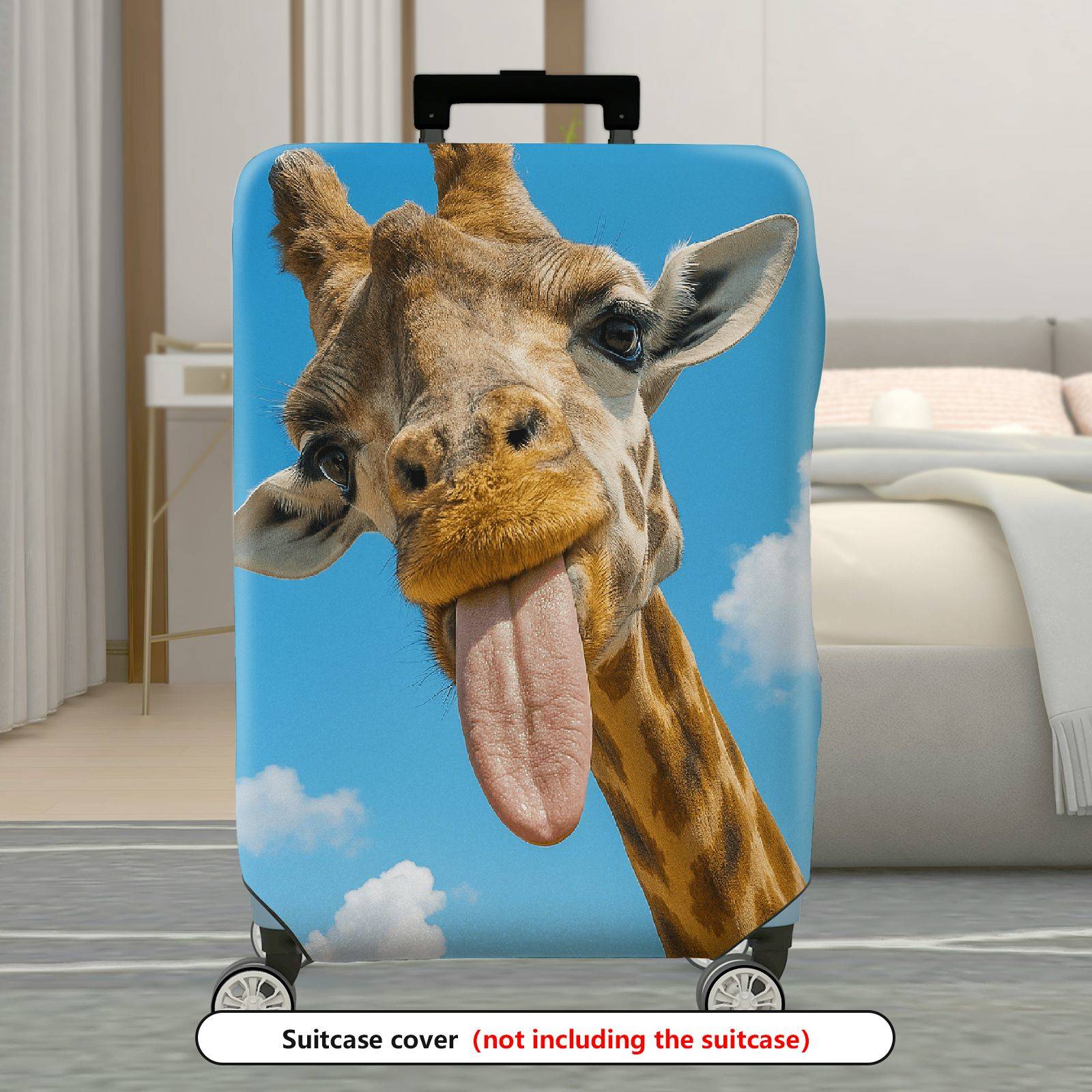 1-Piece Cute Giraffe Funny Animal Nature Blue Sky  Suitcase Luggage Cover, Stretch Protective Sleeve