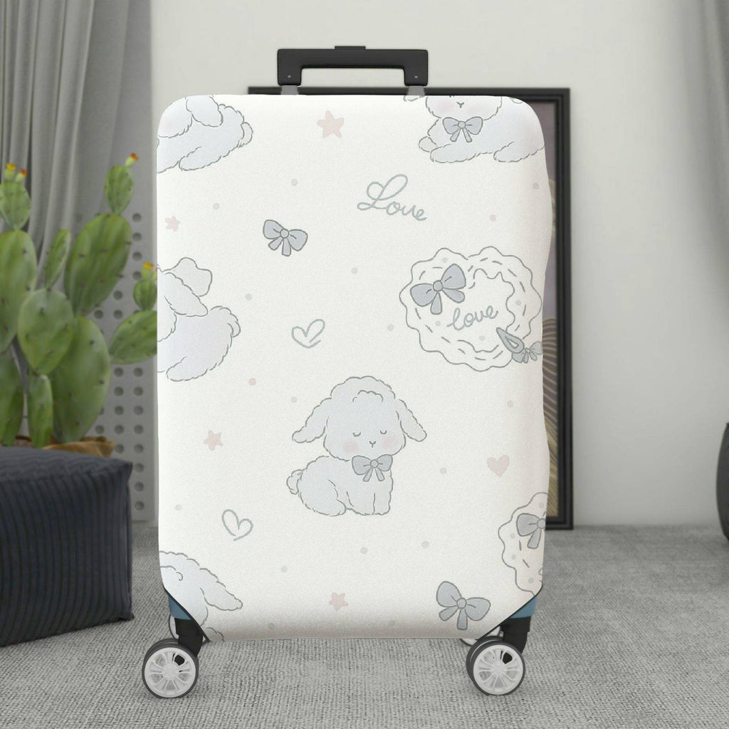 1-Piece Cute Pastel Sheep Bow Heart Star  Suitcase Luggage Cover, Stretch Protective Sleeve