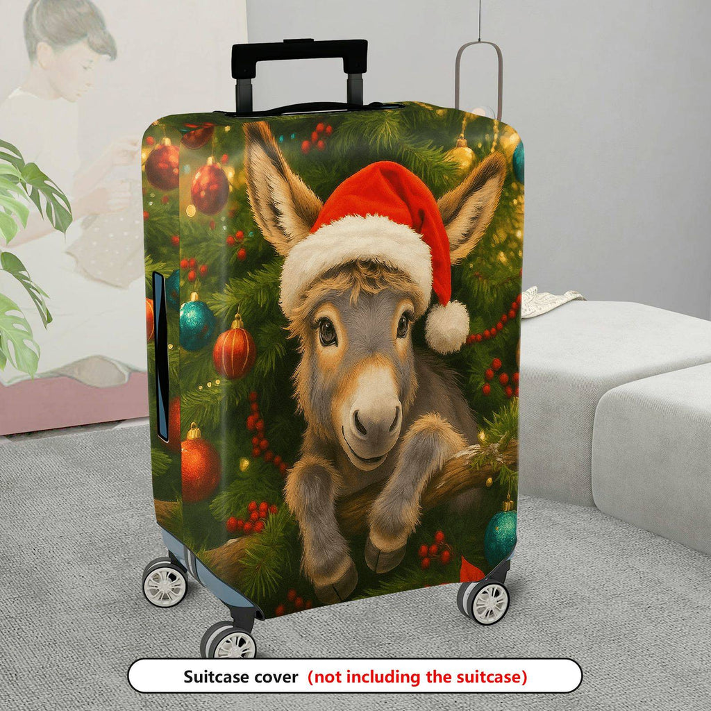 1-Piece Christmas Donkey Santa Ornament Festive Holiday  Suitcase Luggage Cover, Stretch Protective Sleeve