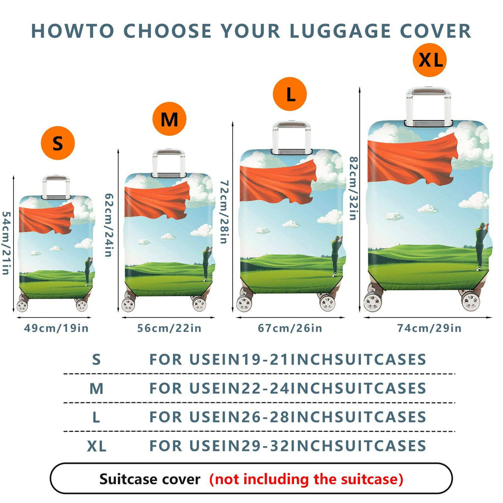1-Piece Sky Landscape Golfing Red Flag Countryside  Suitcase Luggage Cover, Stretch Protective Sleeve