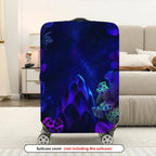 1-Piece Purple Floral Starry Night Artistic Fantasy  Suitcase Luggage Cover, Stretch Protective Sleeve