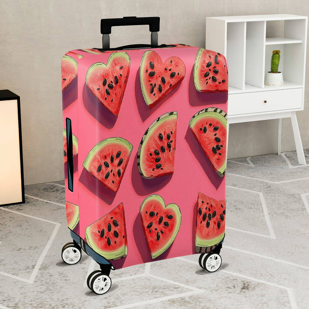 1-Piece Watermelon Heart Fruit Pink Cute Fun Colorful  Suitcase Luggage Cover, Stretch Protective Sleeve
