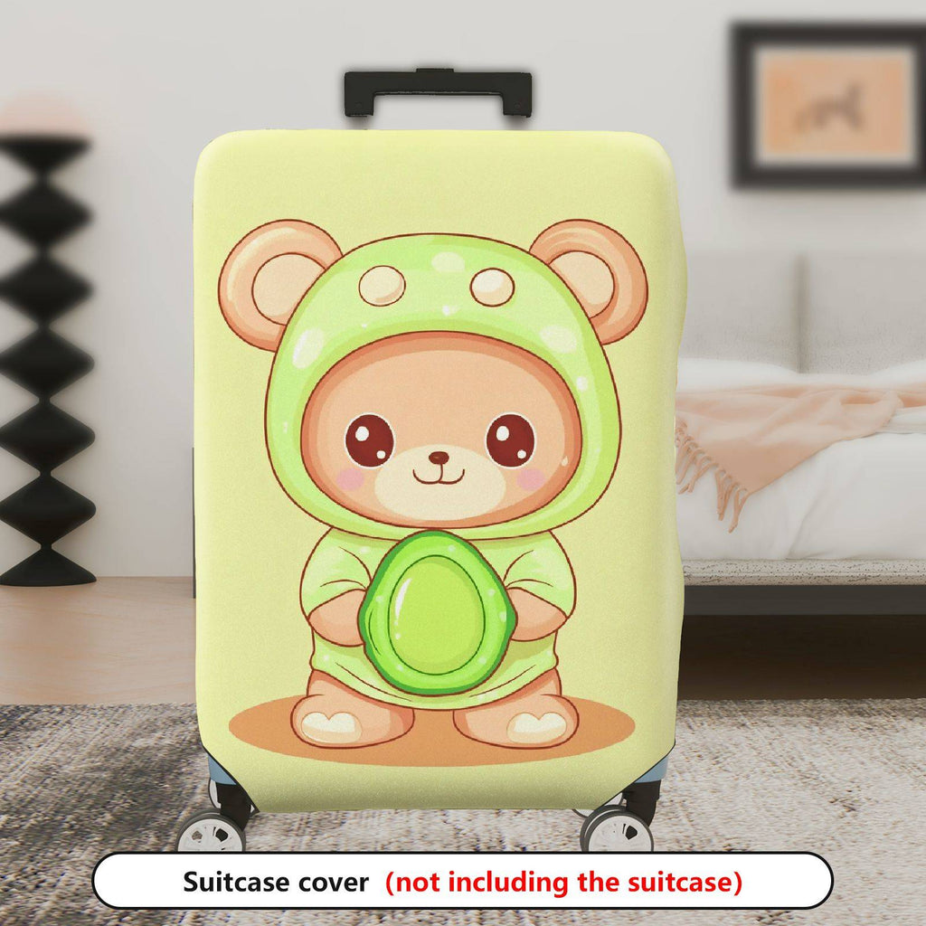 1-Piece Cute  Bear Green Hood Decorative  Suitcase Luggage Cover, Stretch Protective Sleeve