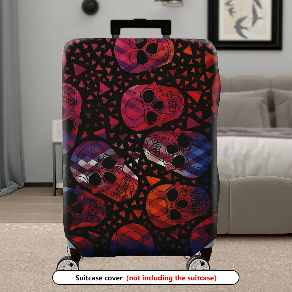 1-Piece Skull Pattern Abstract Geometric Colorful Halloween  Suitcase Luggage Cover, Stretch Protective Sleeve