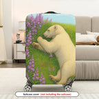 1-Piece Polar Bear Floral Meadow Sky Nature Animal  Suitcase Luggage Cover, Stretch Protective Sleeve