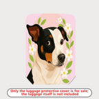 1-Piece Dog Floral Pink Green Cute Artistic  Suitcase Luggage Cover, Stretch Protective Sleeve