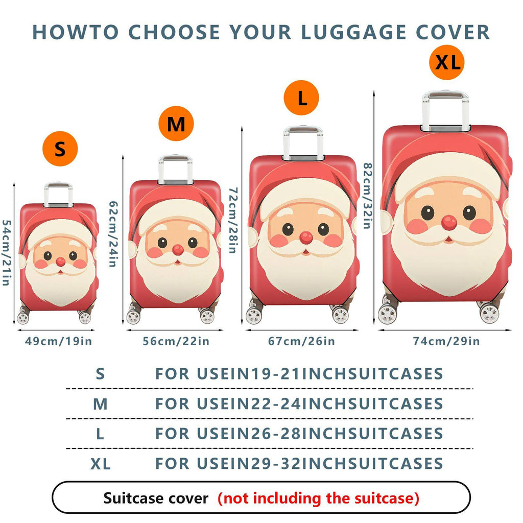 1-Piece Santa Claus Cute Red Christmas Holiday Festive  Suitcase Luggage Cover, Stretch Protective Sleeve